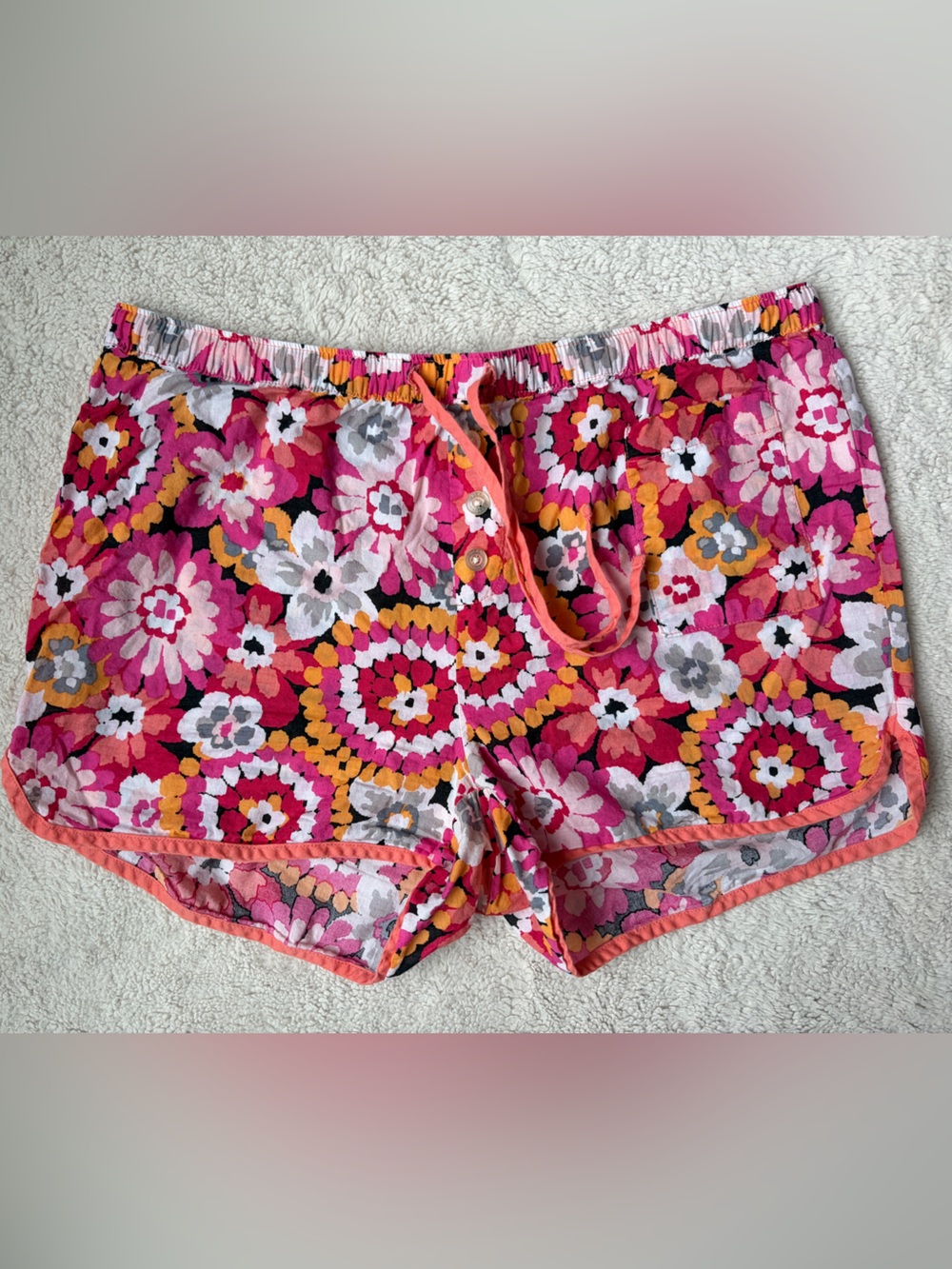 Vera Bradley Floral Pink Elastic-Waist Women's Sleep shorts Size Small